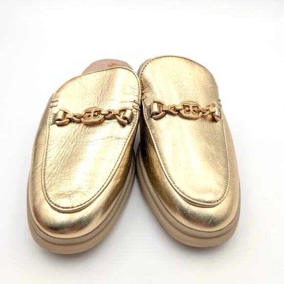 Sam Edelman Kira Slip On Mule Women's Logo Leather Gold Size US6M EU36 - Picture 2 of 12